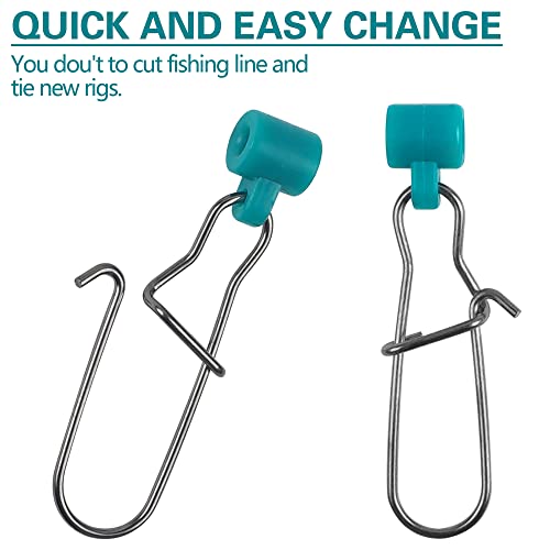 Sinker Slides for Fishing,Fishing Line Sinker Slides with Duo Lock Sinkers Weight Silder Sleeve Swivel Duo Lock Snaps for Saltwater Surf Bottom Fishing Fish Fider Rig Catfish Rig - color: Green Duo-Lock Snap, size: 35 Pack