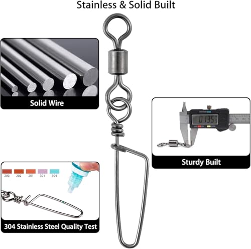 Dr.Fish 30 Pack Barrel Snap Swivels, Barrel Swivels Fishing Tackle Crane Rolling Coast Lock Snap Lure Leader Line Connector Fresh&Saltwater - size: #14-9LB-30 Pack