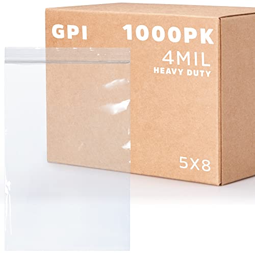 5" x 8" Heavy-Duty Zip Bags - 200 Count - Clear Plastic Reclosable Zipper Baggies, 4 Mil Thick Freezer Storage Poly Bags with Resealable Zip Top Lock for Packaging Food, Tools & Sharp Objects. - size: 5" x 8"