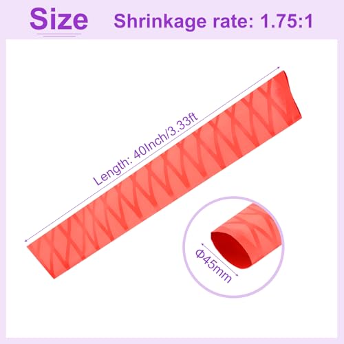DMiotech Heat Shrink Sleeve Wrap Tubing x Tube Tubing for Fishing Rod Grips and Other Grips, Non Slip - Insulation - Waterproof 40'' Lengths, Dia 45mm Red - color: Red, size: Dia 45mm