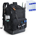 Fishing Backpack with 4 Tackle Boxes, Heavy Duty Fishing Bag with Waterproof Bottom, Tackle Backpack Gifts for Man Woman-Pure Black - color: Pure Black