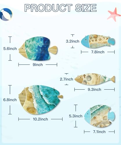 Putuo Decor Fish Wall Decor Set Ocean Theme Coastal Wall Art For Living Room Bedroom Bathroom Beach House Nautical Home Decoration - color: Fish