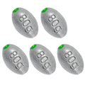 Egg Sinkers Bullet Fishing Weights Oval Shaped with Plastic Core Slip Sinkers for Catfish Fishing Casting Saltwater and Freshwater 1/5oz to 2oz - style: 2.8 Ounce-80g-5pcs