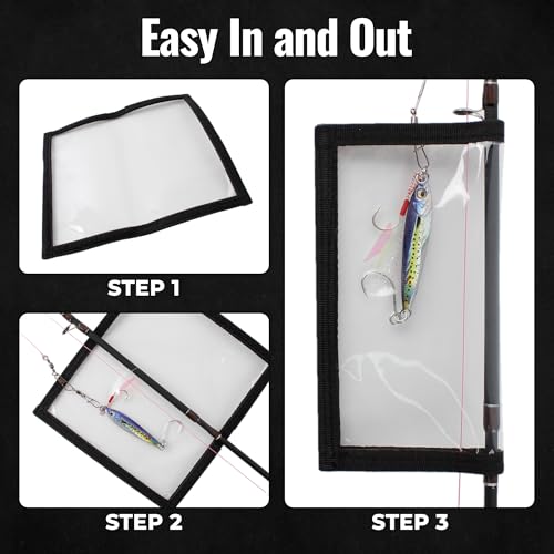 6PCS Fishing Lure Wraps Hook Safety Cover, Clear PVC Lure Protector for Treble Hooks, Bait Storage, Tangle‑Free Safe Fishing + Rod Tip Protector, Saltwater Safe (M x 6)