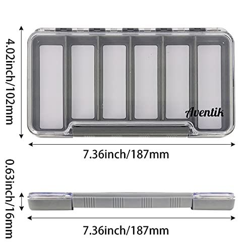 Waterproof Fly Fishing Box Slim Fishing Storage Fishing Tackle Case Multi Magnetic Compartments Tackle Box 7.36"X4.02"X0.63" (187X102X16mm)(Grey-6C) - color: Grey-6C