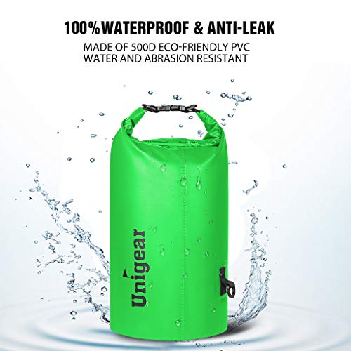Unigear Dry Bag Waterproof, 2L/5L/10L/20L/30L/40L Floating and Lightweight Bags for Kayaking, Boating, Fishing, Swimming and Camping with Waterproof Phone Case - color: Green, size: 30L