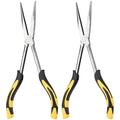 Long Needle Nose Pliers-11’’, for Home,Fishing, Jewelry,Crafts, 2pcs | for Tight Spaces,Paper Clamp Precision, High Carbon Steel, Non-slip Handle,Effort-Saving Design - style: Two-11in