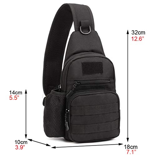 Hebetag Leather Sling Bag Crossbody Backpack for Men Women Travel Outdoor Camping - color: #31black(nylon)