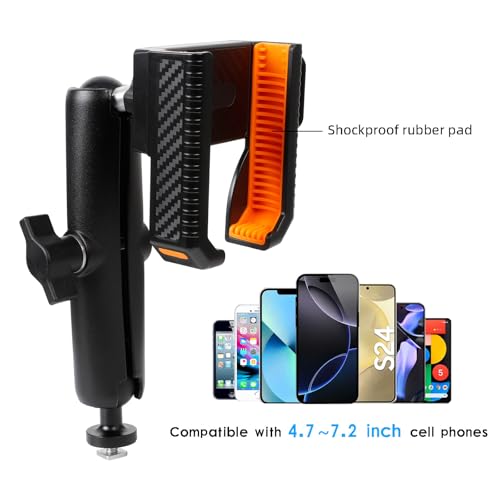 xik Kayak Phone Holder Mount with T-Bolt Ball, Boat Track Cell Phone Mount, [1s Lock & Release][360° Adjustable], Fits 4.7"-7.2" Smartphones - style: Long (5.91" arm)