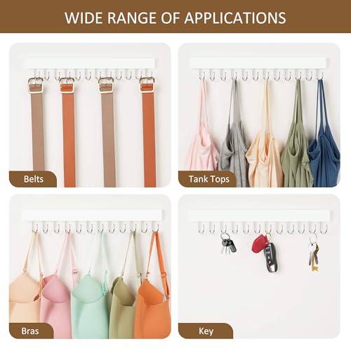 ZEDODIER 2 Pack Necklace Organizer Wall Mount, Wooden Jewelry Hanger Necklace Holder with 24 Hooks,Hanging Jewelry Organizer, White - color: White