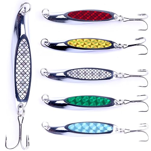 Fishing Lures - Trout & Bass Walleye Lures, Saltwater Fishing Spoons 5pcs with Box