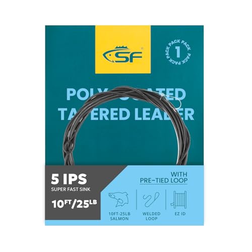 SF Fly Fishing Polyleader Monofilament Core Leader Line Fly Line for 7' Trout and 10' Salmon Poly Leader 7FT/10FT Float Hover Intermediate 3/5/7IPS - color: Grey, size: Salmon 10FT-S5