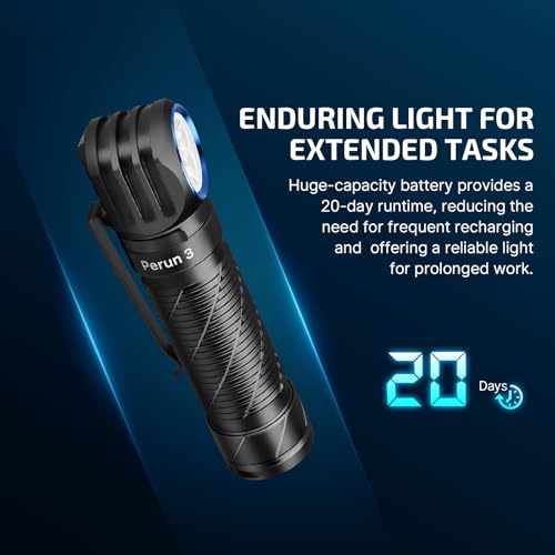 OLIGHT Perun 3 Rechargeable Headlamp Flashlight, 3000 Lumens LED Headlight with Red Light, Waterproof Head Lamp with Headband for Outdoor Camping, Hiking, Working(Black) - color: Black