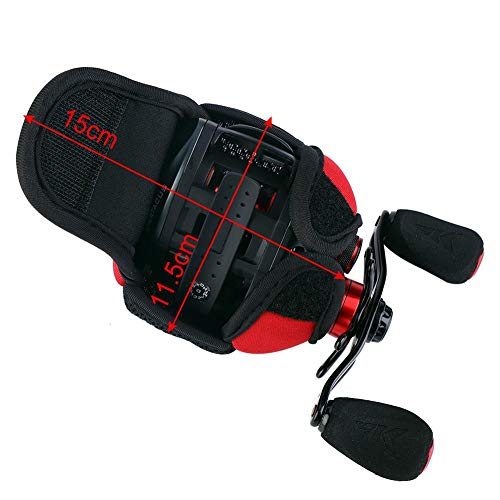 Baitcast Reels Cover Case, Elastic Nylon & Neoprene Materials Breathable Baitcasting Reel Protector Soft Protective Cover Bag for Fishing Wheels - color: Red