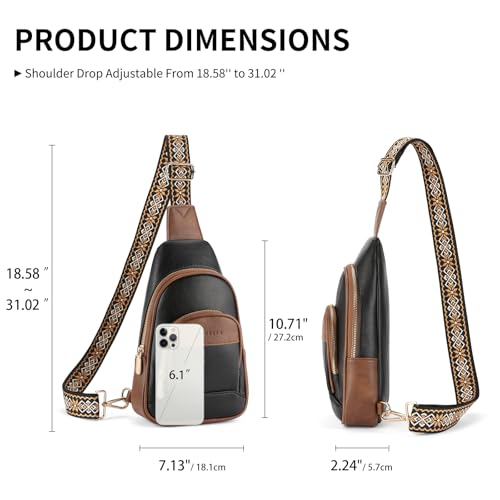 SENDEFN Small Sling Bag Crossbody Bags for Women Vegan Leather Cell Phone Cross Body Purse Fanny Packs Chest Bag for Women - color: A-Black