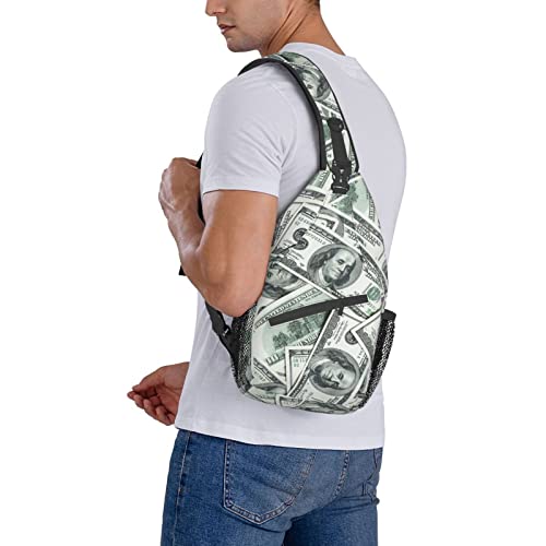 Funny American Dollar Money Sling Bag Crossbody Backpack for Men Women Heap Of One Hundred Dollar Bills Money Background Chest Bag Casual Shoulder Backpack Travel Hiking Daypack Outdoors - color: American Dollars