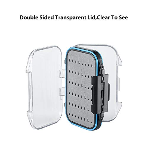 Gonex Fly Boxes for Fly Fishing Jig Boxes Two-Sided Waterproof Lightweight Fly Fishing Box Easy Grip Transparent Lid Fly Fishing Lures Box, 4.1"x 3.0"x 1.2", Grey - color: Grey, Black, Transparent, size: Size A (4.1"x 3.0"x 1.2")