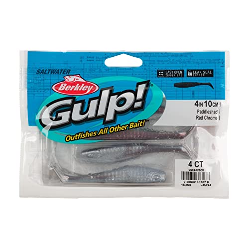 Berkley Gulp! Saltwater Paddleshad Fishing Soft Bait - color: Red Chrome, size: 4"