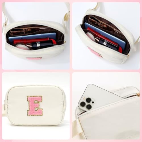 YOOLIFE Initial Crossbody Bags for Teen Girls - Belt Bag Fanny Packs for Girls Sling Bag, White Small Waist Packs Birthday Gifts Travel Accessories Monogrammed Gifts I - color: Beige, style: I