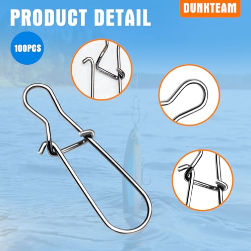 100PCS Size 0-8 Stainless Steel Duo Lock Snap Clip Swivel Lure Snaps Fishing Clips Swivels Fishing Tackle Kit Fishing Snaps Clip High Strength Fishing Gear Hooked Snap - size: #7-155lb-100PCS