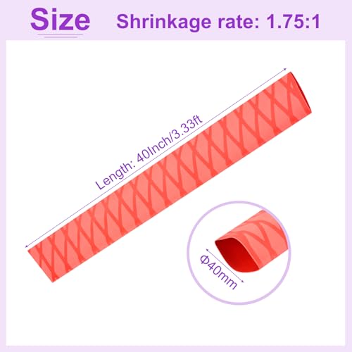DMiotech Heat Shrink Sleeve Wrap Tubing x Tube Tubing for Fishing Rod Grips and Other Grips, Non Slip - Insulation - Waterproof 40'' Lengths, Dia 40mm Red - color: Red, size: Dia 40mm
