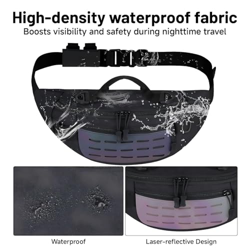 Outdoor Fanny Pack, Large Capacity Hiking Waist Packs with Adjustable Belt & Reflective Strip,good for Travel,Finshing,Running, Cycling(Black) - color: Black