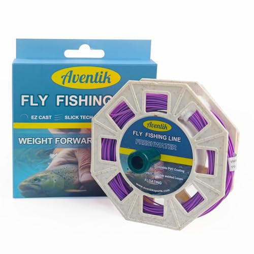 Aventik ProWeight WF Floating Fly Fishing Line Welded Loops Weight Forward Freshwater Trout Fly Line Kit WF 3 4 5 6 7 8 Low Stretch Slick Coating Accurate Casting - color: Purple, size: 8F