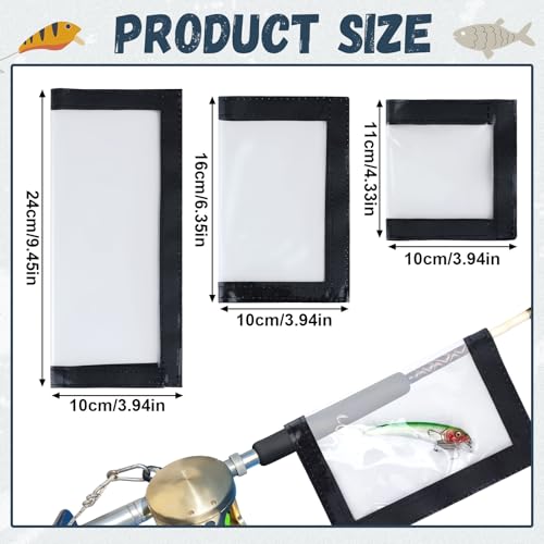 Outus 15 Pack Fishing Lure Wrap for Rod Clear PVC Lure Covers Keeps Hook Cover in 3 Sizes to Keep Hook Safe Bait Storage, Anti-Puncture Fishing Gear Organizer, 5 Large, 5 Medium, 5 Small - style: Rectangles