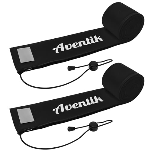 Aventik Lightproof Neoprene Rod Sleeve – Protective Fishing Rod Sock Cover with Hanging Loop & Adjustable Lanyard for Casting, Spinning & Trolling Rods - color: 2xBlack, size: Length: 60''/1.52m