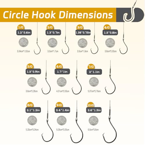 Fishing Hook Rigs 25/50 Pack - Circle Hook 1/0-10/0 with Stainless Steel Leader, Crane Swivel - Heavy Duty Saltwater Rigs for Catfish, Shark, Surf & Bottom Fishing - size: 9/0