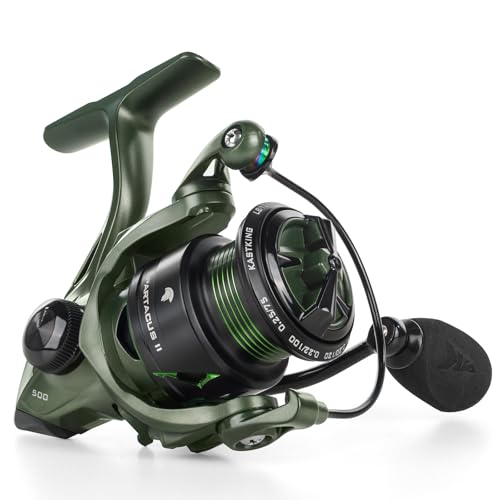 KastKing Spartacus II Spinning Reel – Sealed Carbon Fiber 22LBs Max Drag – 7+1 Stainless BB for Saltwater&Freshwater – 5.2:1 Gear Ratio – Size 500&1000 Perfect for Ice Fishing - size: 500