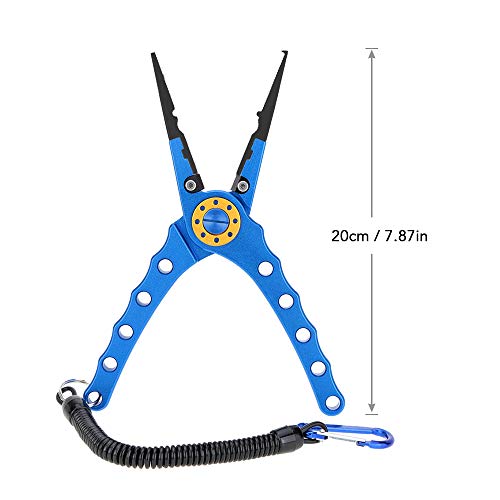 Lixada Fishing Pliers Saltwater Aviation Aluminum with Sheath and Lanyard - Braid Cutters Split Ring Pliers Hook Remover Line Cutting Stainless Steel Jaw Fish Holder, Durable & Lightweight - color: Blue