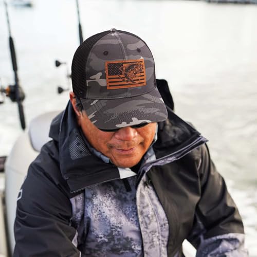 Fishing Gifts for Men - Snapback & Trucker Hats - American Flag Outdoor Fishing Hat - color: 04.camo-1(bassflag)