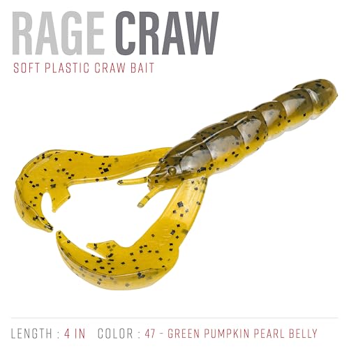 Strike King Rage Tail Craw - color: Green Pumpkin/Pearl Belly, size: 0.145 inch