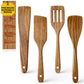 Best Non Toxic Wooden Spatula for Cooking Utensil Set Acacia Wood Spatula Set of 4, Bamboo Cooking Spoon Flat Slotted Turner Spatulas for Kitchen Use Cast Iron Scraper Spurtle Thin Egg Flipper Spatula - color: 4Pcs-Spatula