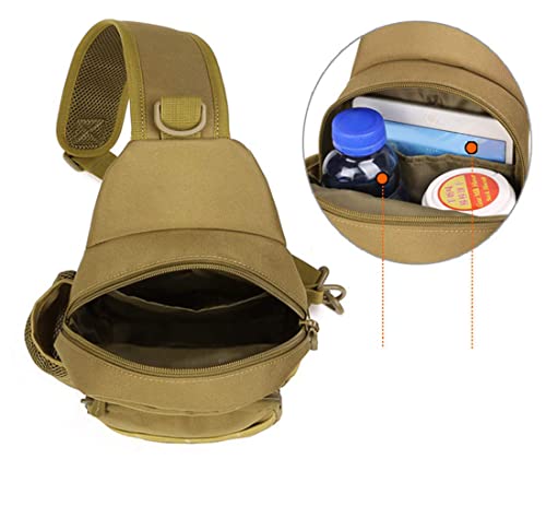 Hebetag Leather Sling Bag Crossbody Backpack for Men Women Travel Outdoor Camping - color: #31khaki(nylon)