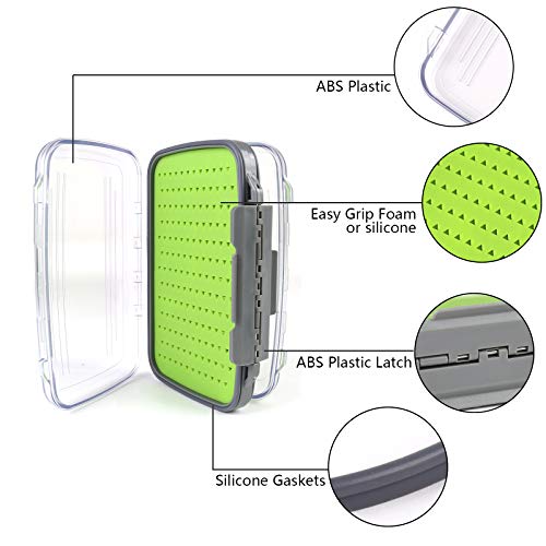 Maxcatch Waterproof Double-Sided Fly Box - Lightweight & Durable Fly Fishing Box with Clear Lid & Easy Grip Foam for Dry & Wet Flies Storage - color: Silicone Insert, size: Large-5.9''x 3.8''x 1.77''