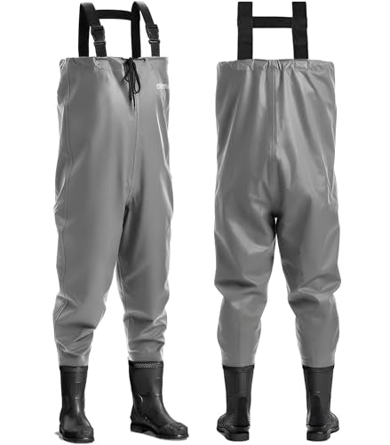 Foxelli Chest Waders - 2-ply Nylon/PVC Waterproof Lightweight Fishing Waders for Men & Women with Boots - size: 11