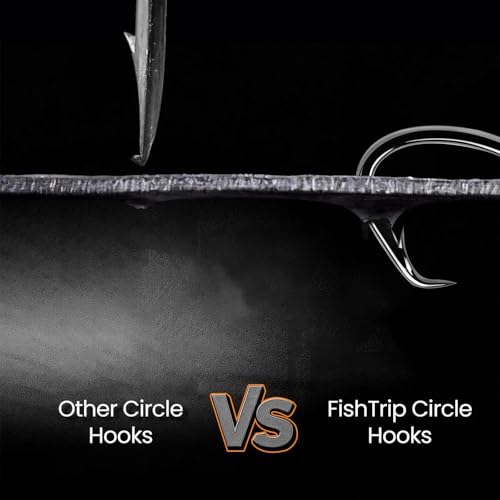 FishTrip Circle Hooks Saltwater for Catfish - 25pcs Offset 3X Strong Fishing Hook Wide Gap for Live Bait,Size 2 1 1/0 2/0 3/0 4/0 5/0 6/0 7/0 8/0 9/0 10/0 12/0 - size: 2/0_25pcs