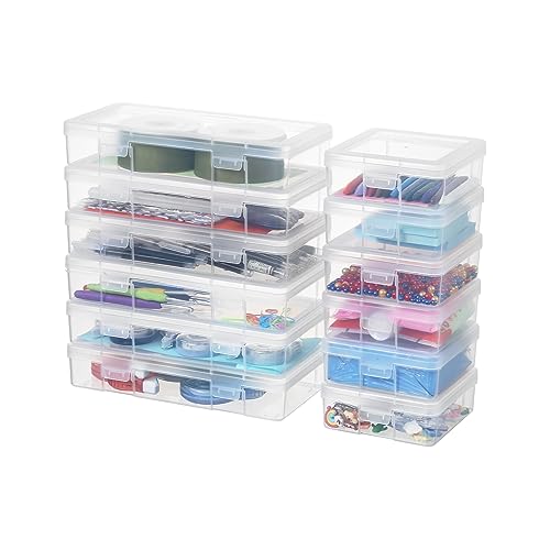 novelinks Clear Pencil Box and Small Plastic Storage Containers with Lids | 6 Pack Small + 6 Pack Medium, Board Game Storage Containers, Task Boxes for Special Education, Balloon Storage Organizer - color: 6 Pack Small + 6 Pack Medium -Clear