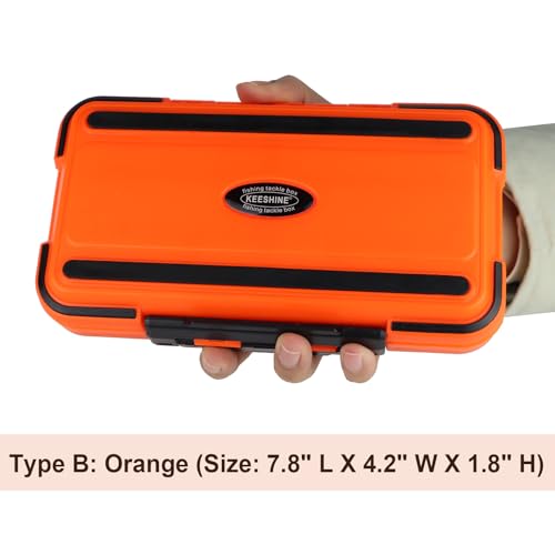 small tackle box, mini waterproof fishing tackle box organizer, double sided organizer travel box(L Orange) - color: Type B: Orange (Size: 7.8" L X 4.2" W X 1.8" H)