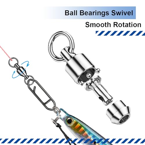 Atibin Snap Connector Fishing Swivels Stainless Bearing Ball Snap Swivels Steel Quick Change Fishing Clips Swivel Black Nickel - size: Size 1+S (51lb) 25 pcs