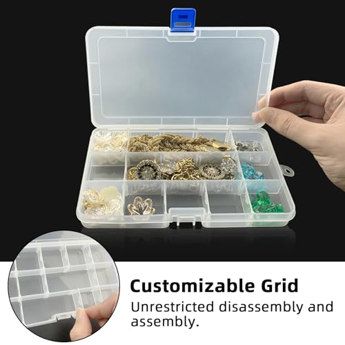 DUOFIRE Plastic Organizer Container Storage Box Adjustable Divider Removable Grid Compartment for Jewelry Beads Earring Container Tool Fishing Hook Small Accessories（15 grids，White x 2） - color: White - 15 Grids, size: 2 pack