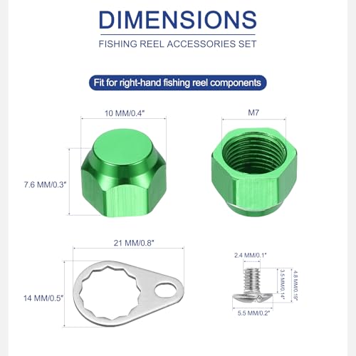 Fishing Reel Screw Nut Caps, Right Handle Knob Locking Plate Nut Replacement Parts - color: Green, size: M7