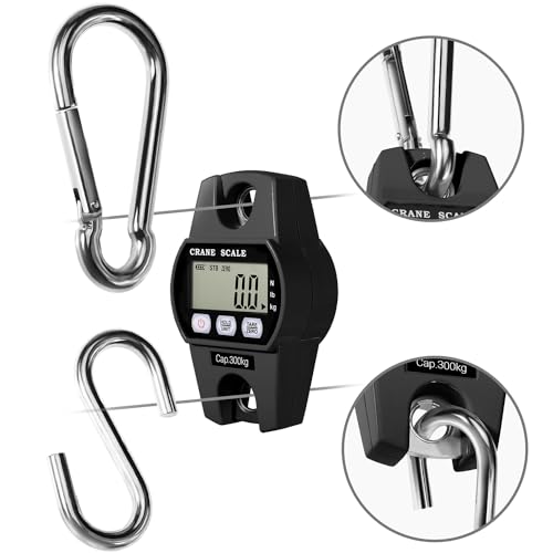 GRAM PRES Digital Hanging Crane Scale 660LB/300KG， Deer Hunting Scales, Farm,Fishing, Fish, Meat，Game,Luggage Scale with Hold/Tare - color: Black