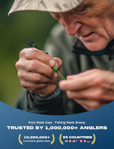 HOOK-EZE Fishing Nail Knot Tying Tool Combo|Includes Waterproof Pocket Guide, Nail Knot Tying Tool with Hook Cleaner, Zinger Retractor|Fly Fishing Accessories Fishing Gifts & Stocking Stuffers for Men - color: Black