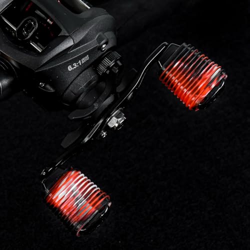 Fishing Reel Handle Grip Sleeve Non Slip Baitcaster Knob Covers for Solidity and Security in Bad Weather Spining Baitcasting (Red) - color: Red