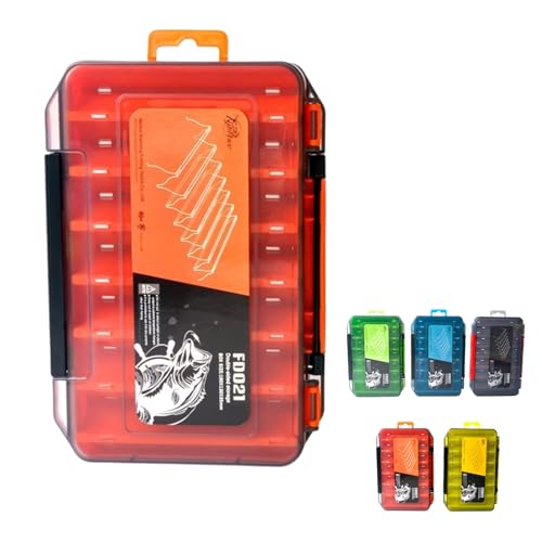 Waterproof Double-Sided Fishing Tackle Storage Box – Large Orange Lure Organizer for Hooks, Accessories & Terminal Tackle, Portable & Clear Case - color: Orange, size: Large