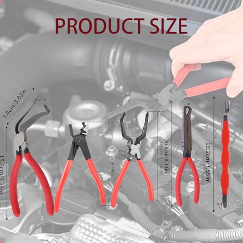 Automotive Electrical Disconnect Pliers Kit, Upgraded High-Carbon Steel Connector Release Tool Set with Straight & Angled Pliers and Terminal Removal Tool for Car Wiring Harness Repair - size: 5SET