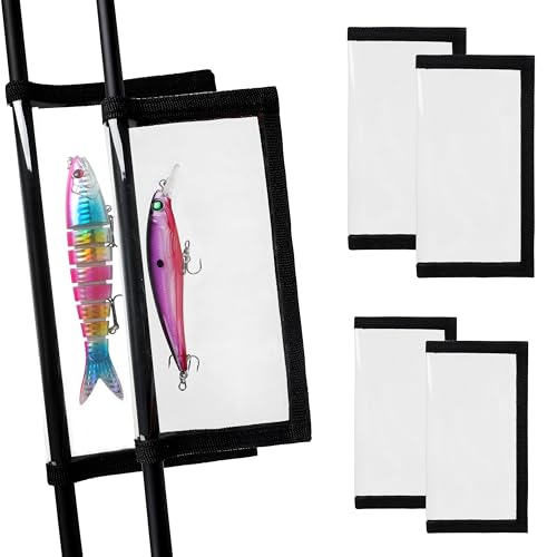 Fishing Lure Wraps, Fishing Hook Covers Durable Clear PVC Lure Covers Keeps Fishing Safe Easily See Lures Bait Storage Protector - color: Black, size: Medium-4pcs